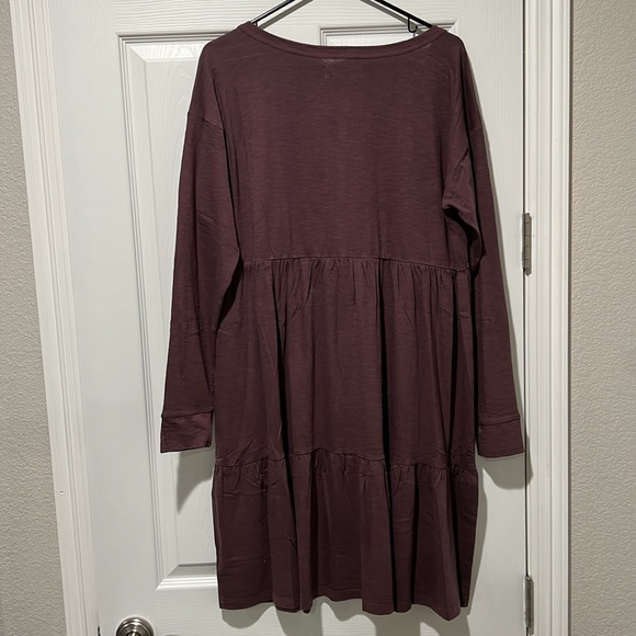 NWT Lucky Brand Cotton Pleated Button Down Dress Purple Long Sleeve Size L - Picture 4 of 6